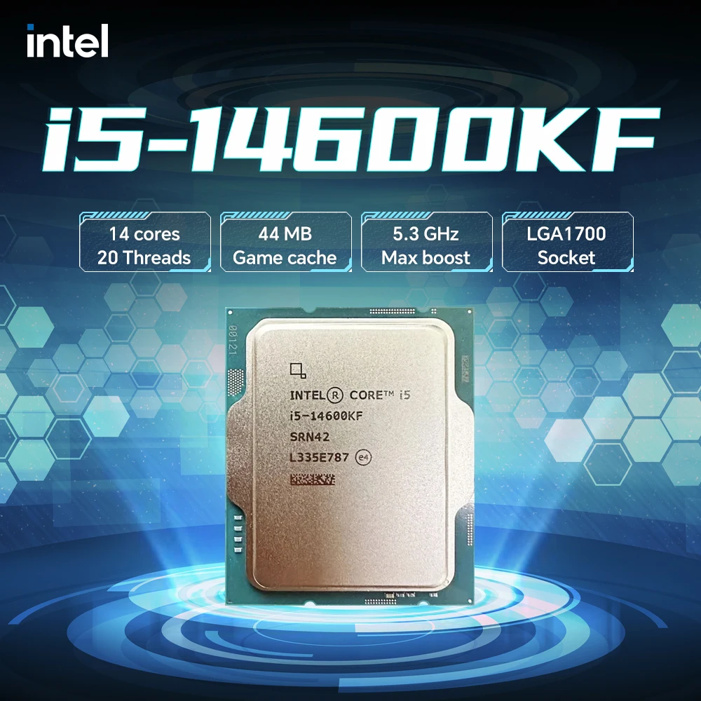 Intel Core i5 14600KF 14-Core 20-Thread(6-P-core 8-E-core) 3.5 جيجا هرتز LGA 1700 125 وات بدون مروحة