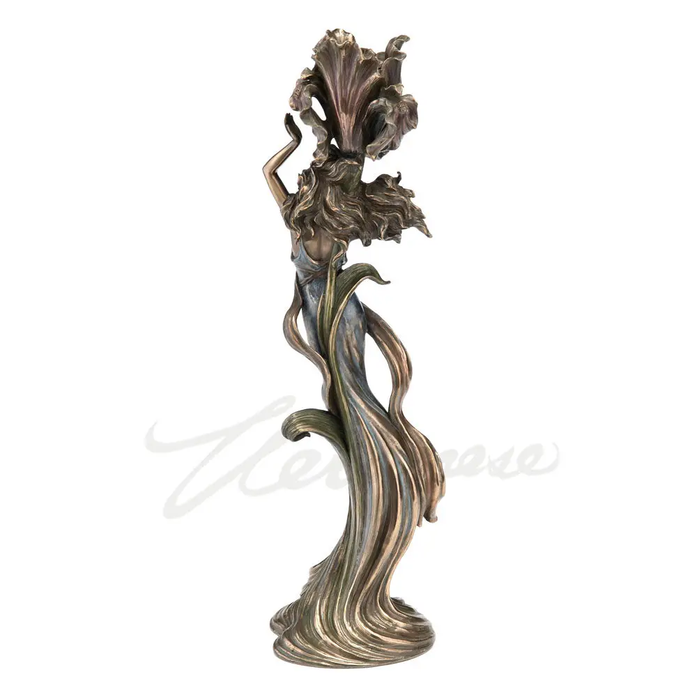 Greek Goddess Art Nouveau Candlestick Holder Cold Cast Bronze Finish Resin Statue Taper Candle Holder Home Decorative Ornament