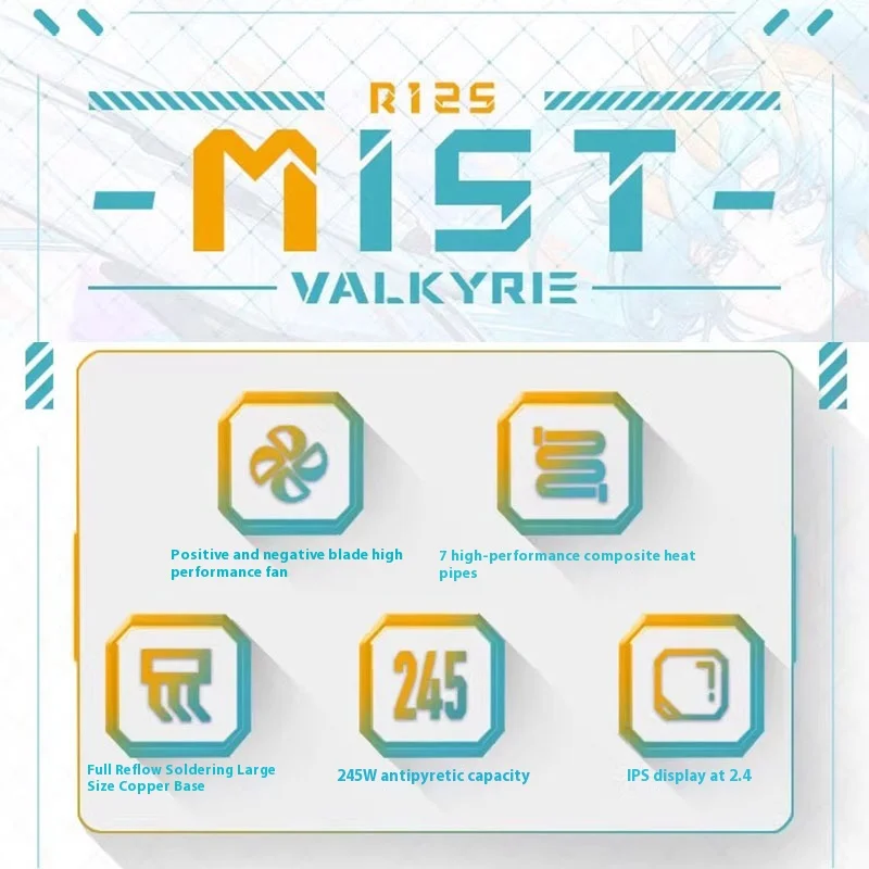 Vk Valkyrie R125 Computer Cpu Cooler Argb Dual Fan Screen Display 7 Heat Pipe Digital Display Tower Air Cooling