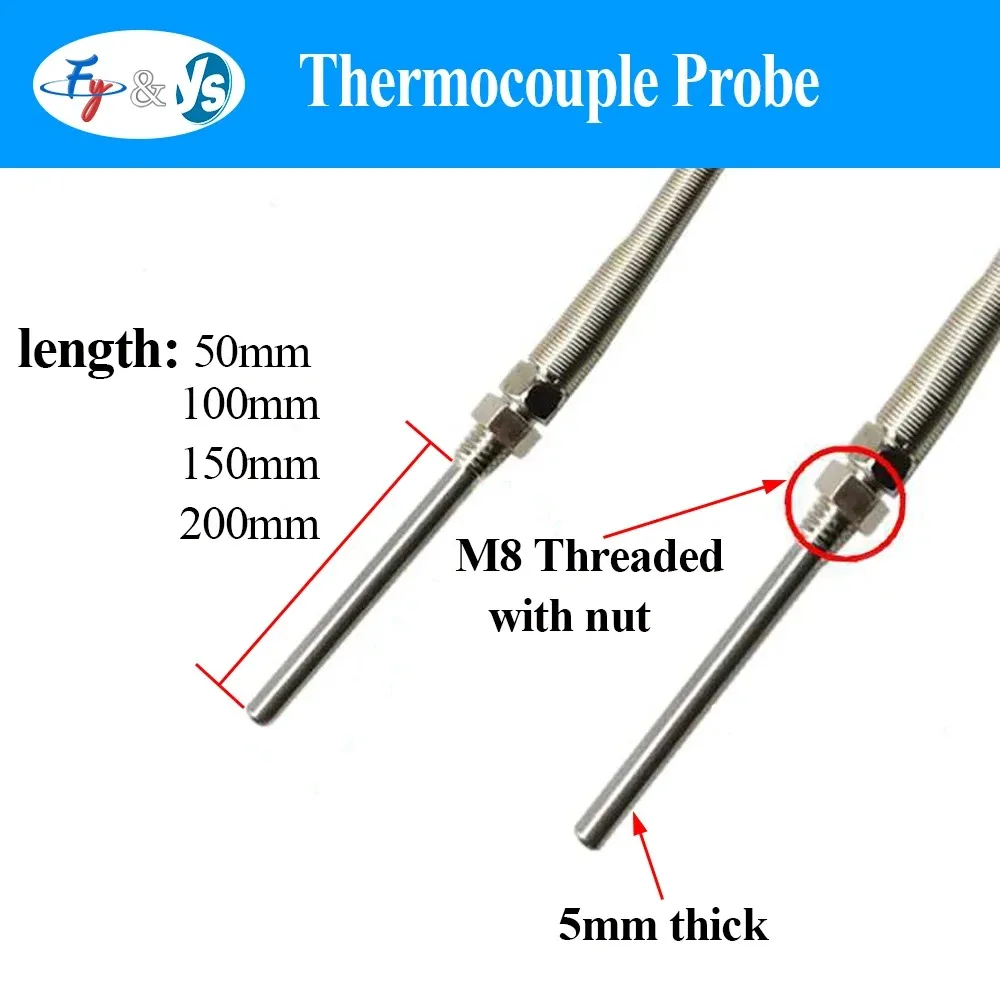 High Temperature Probe K E PT100 Temperature Sensor, Industrial High Accuracy Sensitive Thermal Detection Measuring