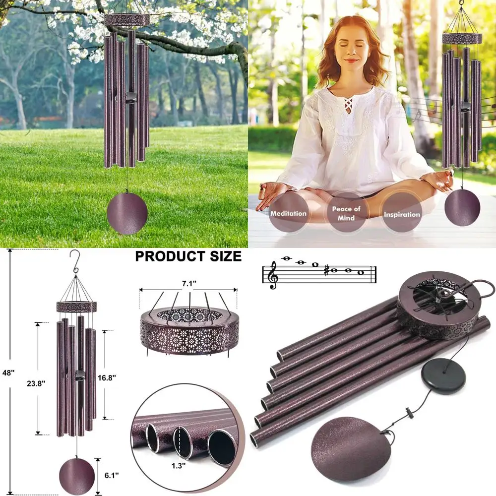 

ASTARIN 48'' Wind Chimes for Outside Deep Tone - Large Windchimes with 6 Heavy Tubes, Memorial Wind Chimes Outdoor for Garden Ha