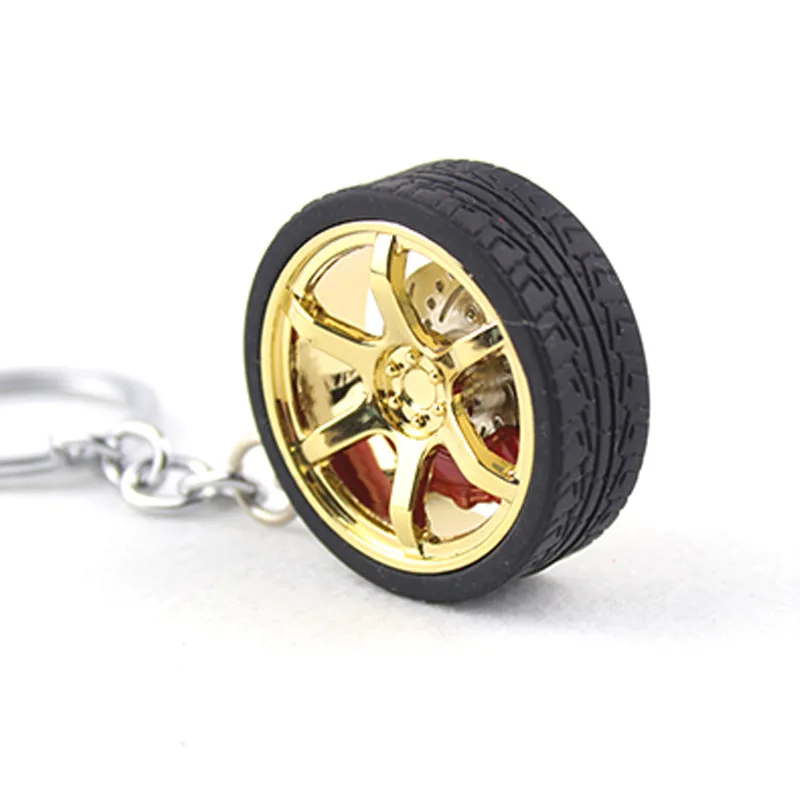 Key Chain High Quality Durable Personality Unique Creative Car Modified Calipers Brake Disc Wheel Tire Metal Tire Key Chain 1PC