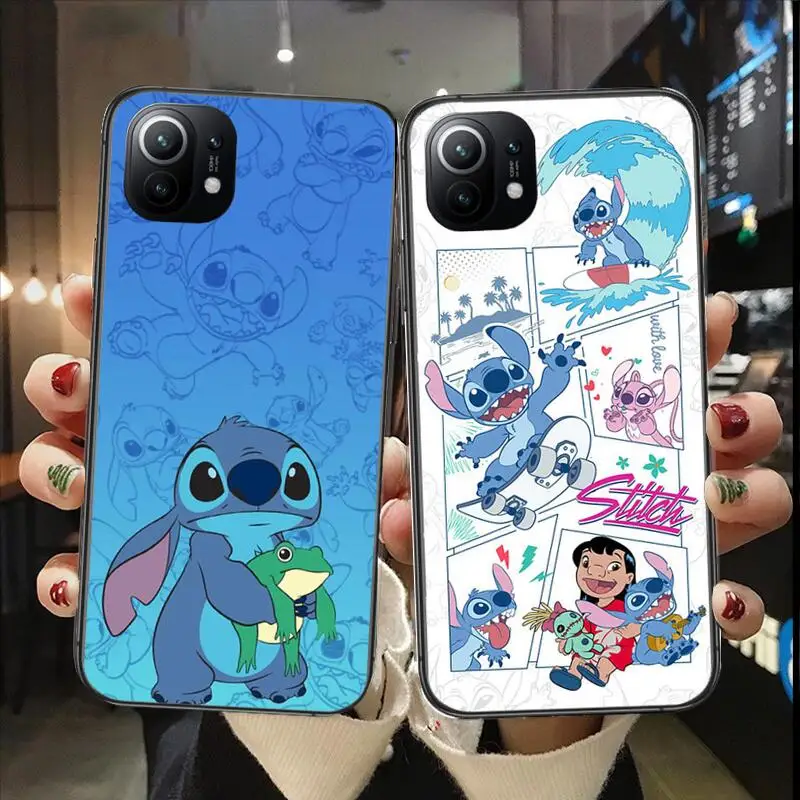 

Cute Stitch Black Phone Case For Xiaomi 13 12 11T 9 11 10C 9T 8 9SE 11i Lite Ultra Note10 Poco F3 M4 M3 Pro Luxury New TPU Cover