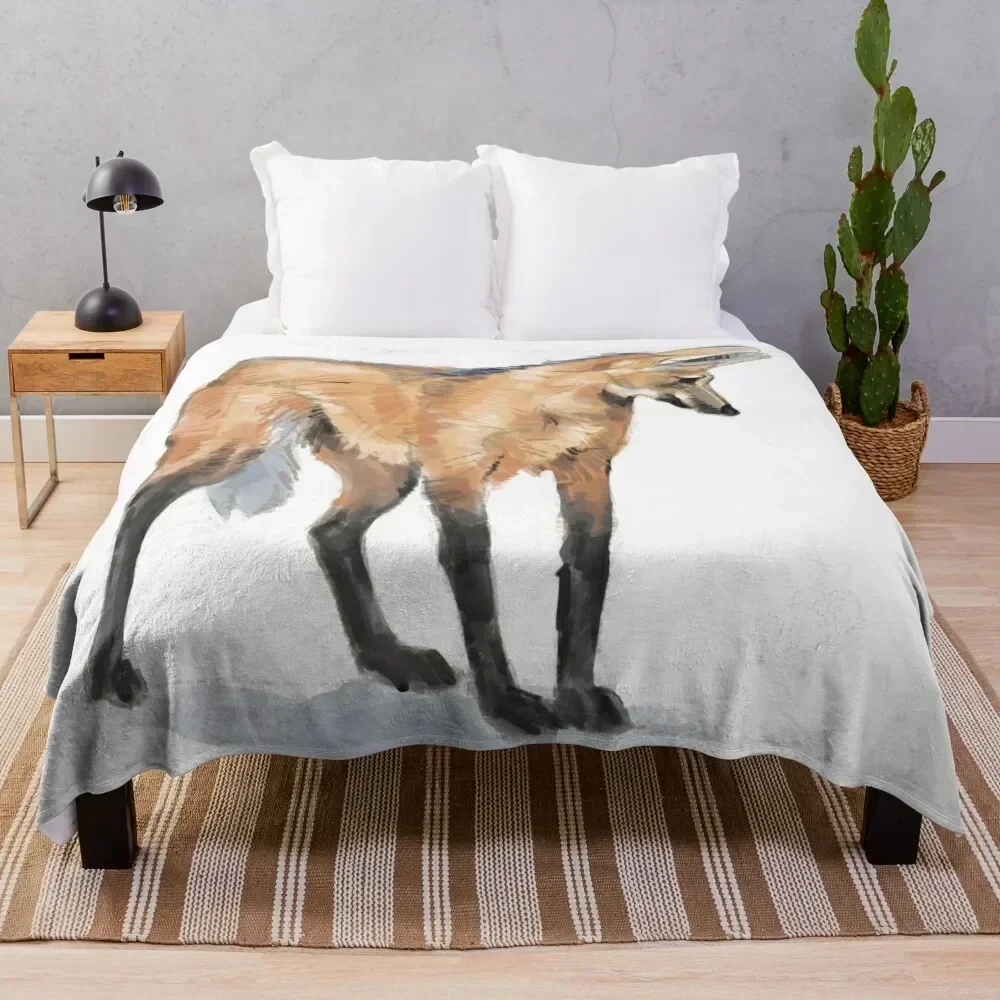 

Maned wolf Throw Blanket Furrys Flannel Fabric Blankets