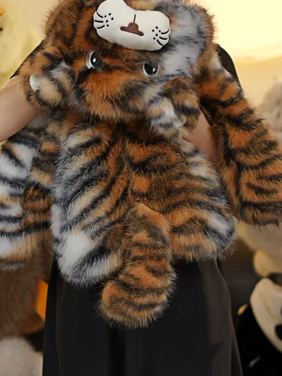Thiened 아동용 모피 코트 가을 겨울 새로운 패션 다용도 상의 중대형 아동용 트렌디한 작은 호랑이 자켓