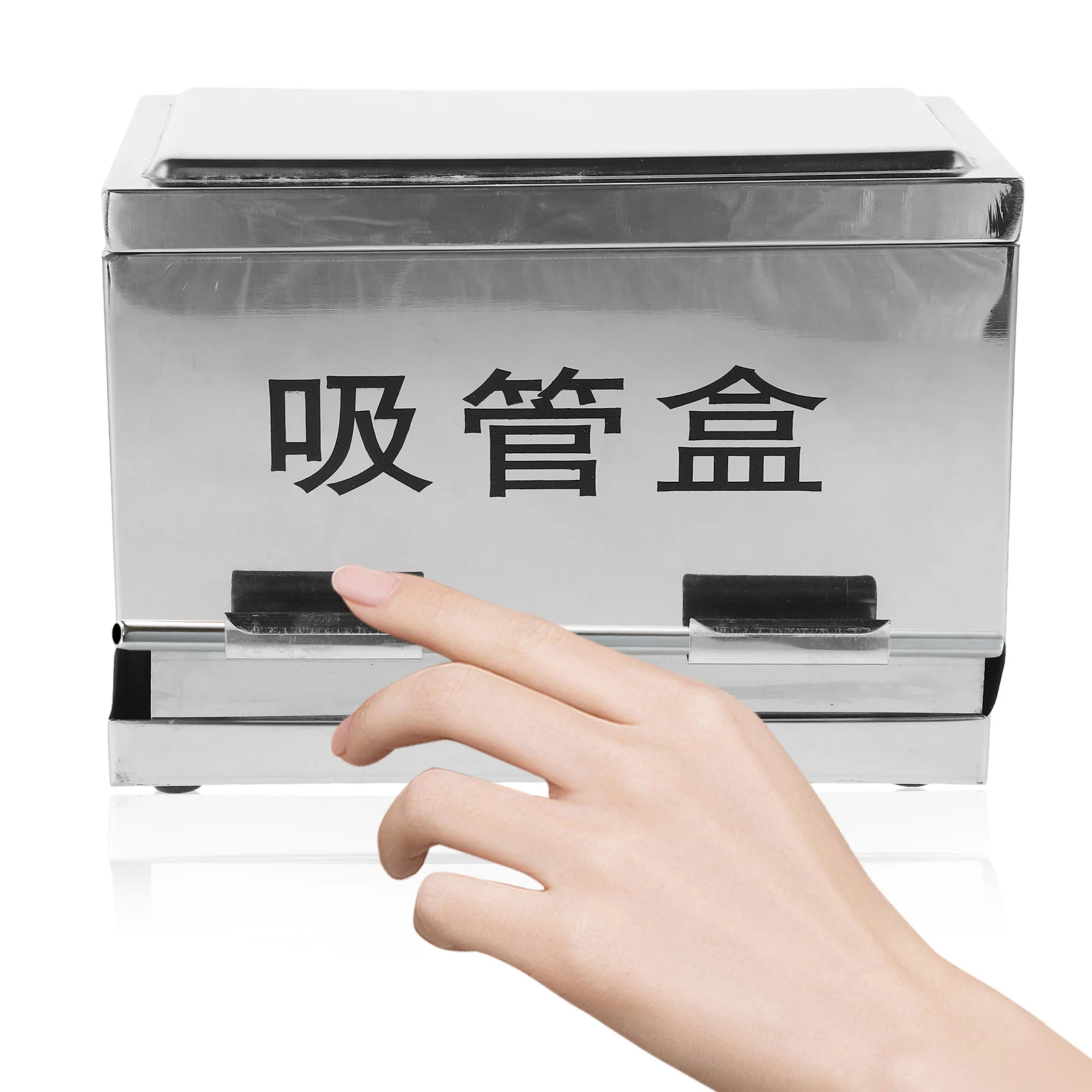 Pressing Type Straw Box Stainless Steel Straw Dispenser For Restaurant Bar Kitchen Storage Container Holder Organizer