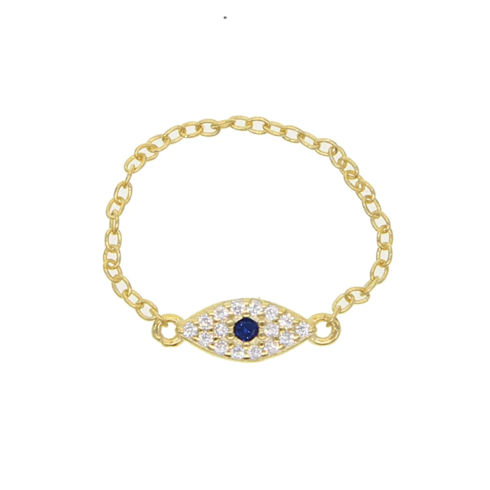 Genuine 925 Sterling Silver ring evil eye cz charm cute lovely lucky girl jewelry chain band elegance minimalist jewelry