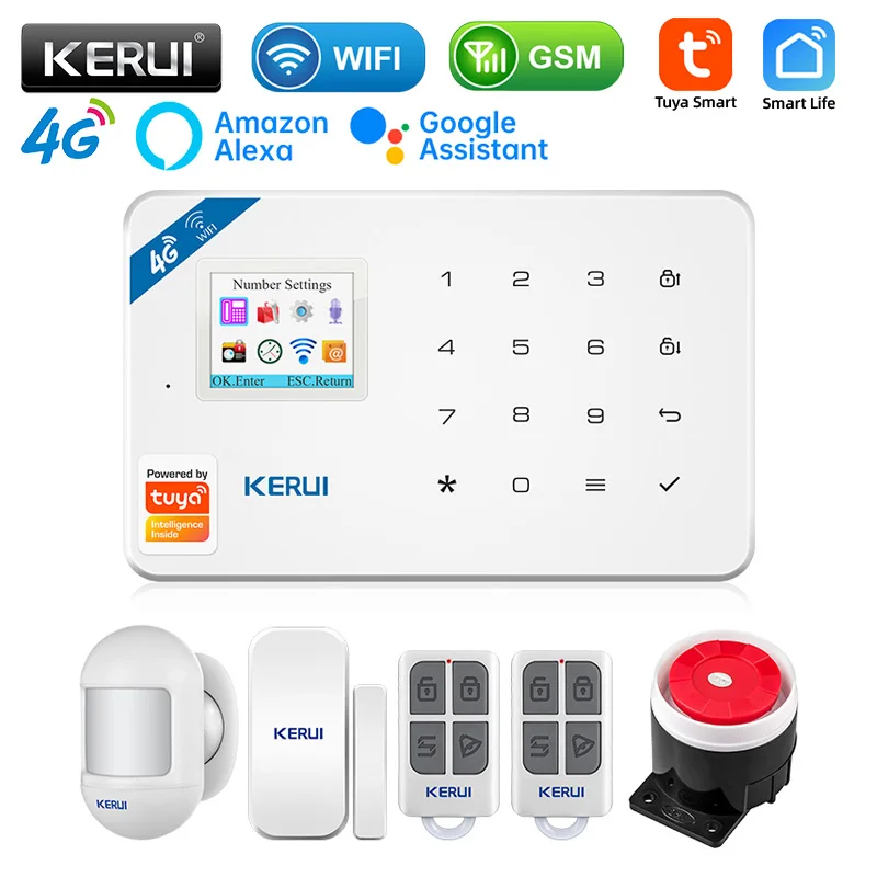 KERUI W181 نظام إنذار أمان المنزل اللاسلكي GSM WIFI Tuya APP شاشة ملونة لص مع كاميرا Tuya IP CCTV