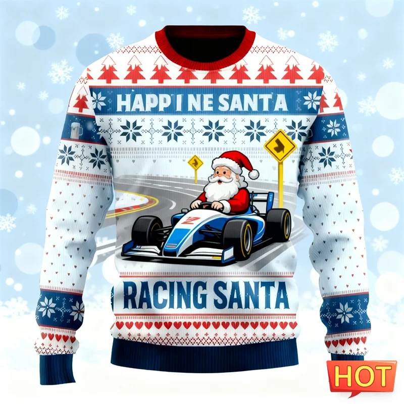 

Новинка 2026, забавные толстовки с рисунком Санта-Клауса, модные новогодние 3D принты, уродливый рождественский свитер, свободные дышащие пуловеры