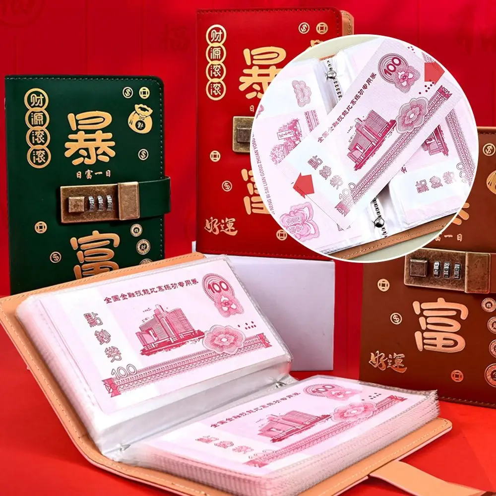 With Password Lock 100 Envelopes Money Saving Challenge Get Rich PU Money Collection Book Save Money Portable