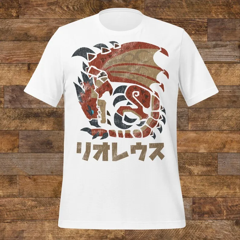 Game Monster Hunter Rathalos Graphic Print T-shirt Wilds Art Unisex Trendy Oversized Harajuku Fashion Casual Cotton Soft T-shirt