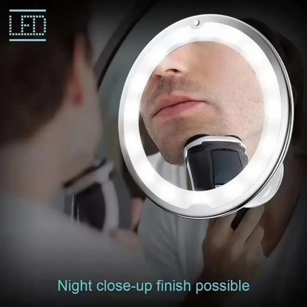 360 Degree Rotation Makeup Mirror 10x Magnifying Wall-Mounted Vanity Mirrors LED Light Illuminated Touch Control