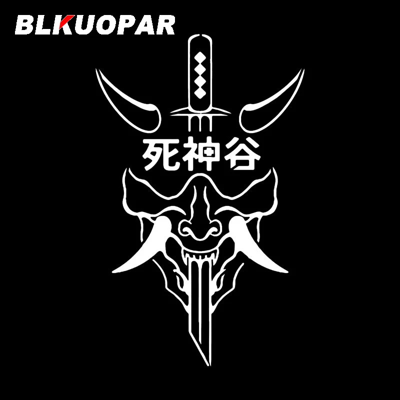 BLKUOPAR الساموراي قناع ياباني شخصية ملصقات السيارات باب السيارة حامي الإبداعية ملصق مائي مكيف الهواء الفينيل يموت قطع الرسومات