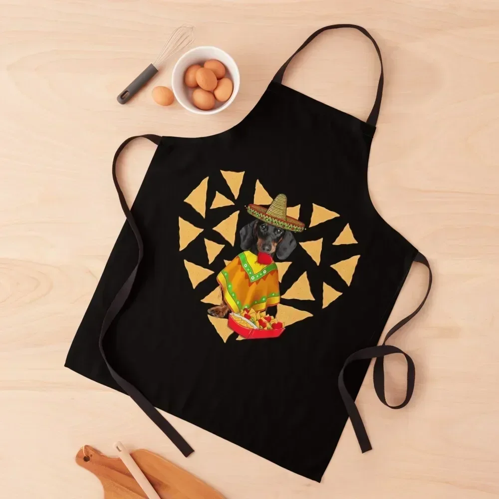 

Cute Nacho Dachshund Dog Wiener Puppy Mexico Taco Valentine Apron Kitchen For Women Women's Home Clothes Apron