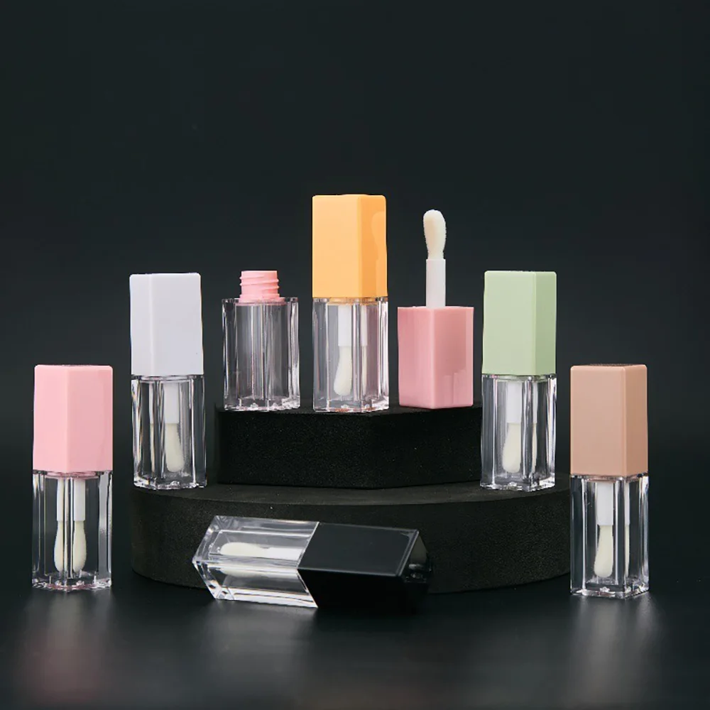 6-color Square Lip Gloss Tube Private Label Large Brush Head Wholesale Cosmetic Durable Custom Logo 5ml Makeup