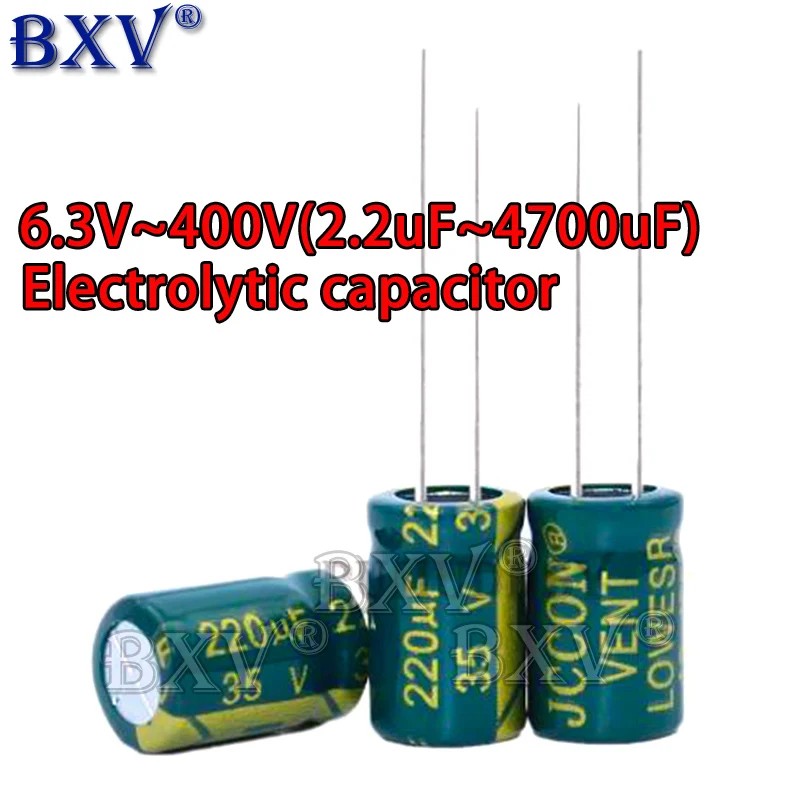 10V 16V 25V 35V 50V 400V Aluminum Capacitor 100UF 220UF 330UF 470UF 680UF 1000UF 1500UF 2200UF 3300UF High Frequency Low ESR