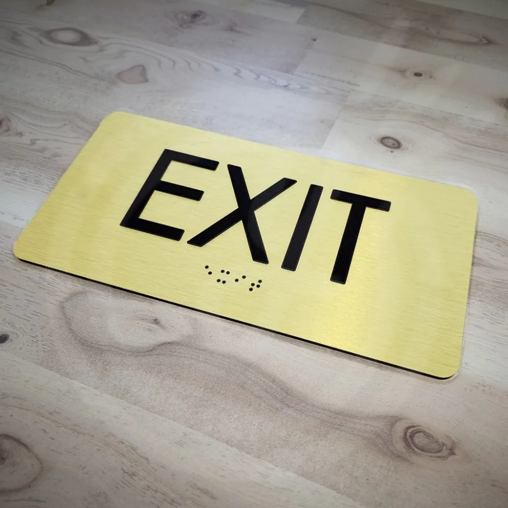 맞춤형 출구 점자 표시 아크릴 장애인 접근 가능 텍스트 인쇄 ADA 준수 표지판 촉각 기호 표시 내비게이션