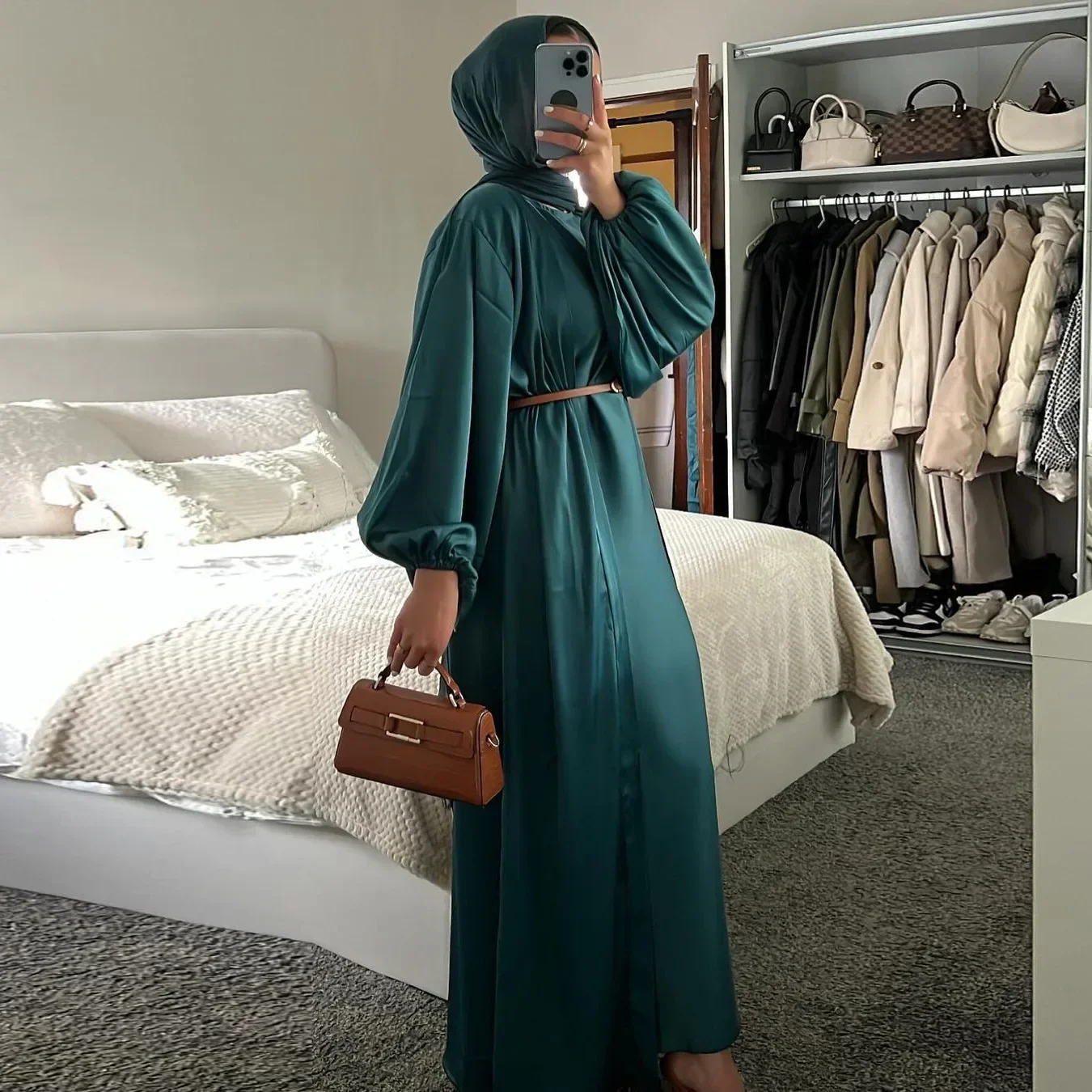 عيد رمضان دبي المرأة المفتوحة كيمونو سترة عباية فستان داخلي 2 قطعة مجموعات مسلم تركيا العربية قفطان رداء الملابس الإسلامية