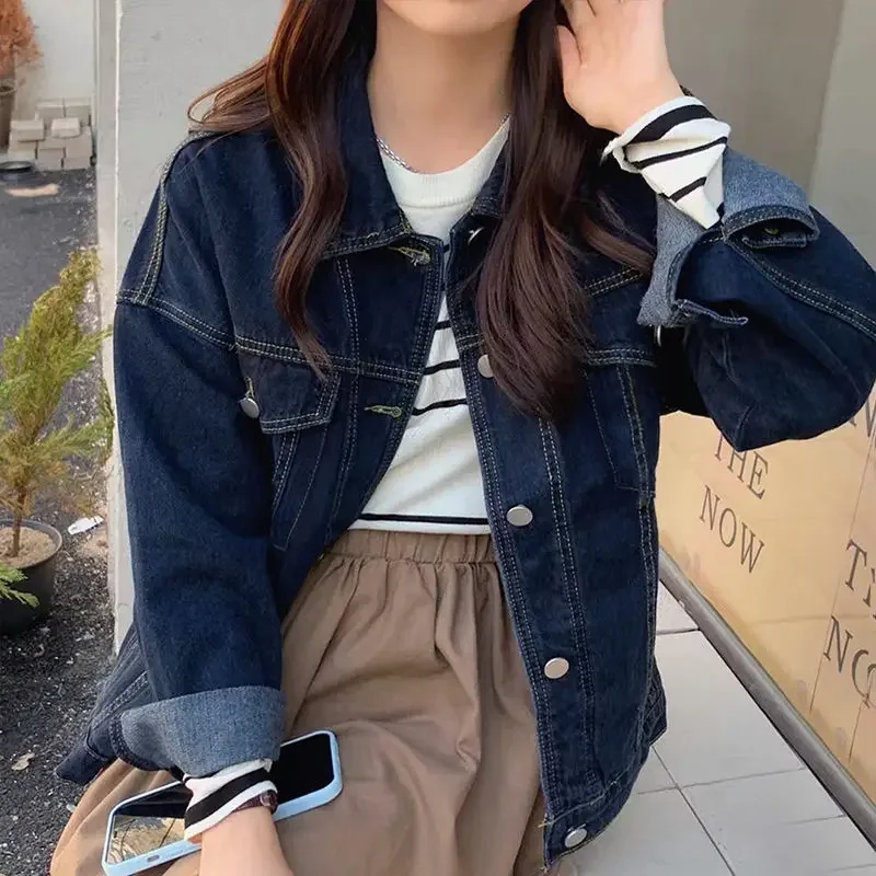

Basic Jackets Women All-match Daily Students Ulzzang Stylish Street Wear Denim Ropa Mujer Solid Pockets Design New Harajuku Chic