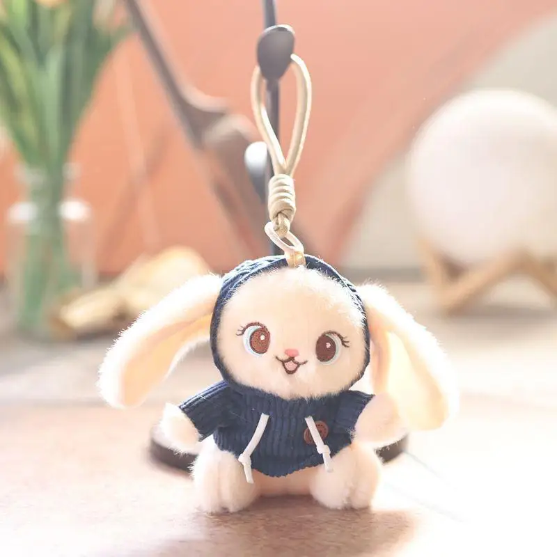 귀여운 토끼 인형 마스코트 동물 봉제 장난감 열쇠고리 펜던트 랜야드 가방 걸이 키링 백팩 장식품 기념품 선물