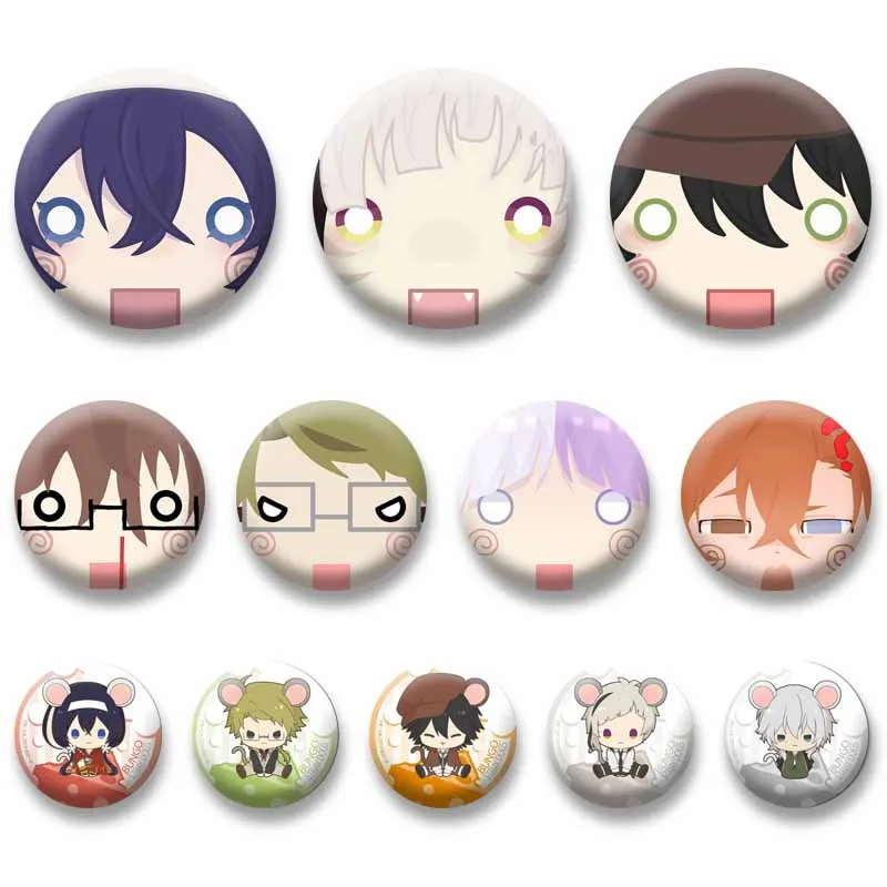 Anime Peripheral Dazai Osamu Atsushi Chuuya Ranpo Akiko Brooch Cartoon Role Playing Badge Clothes Bag Hat Accessory Jewelry Gift