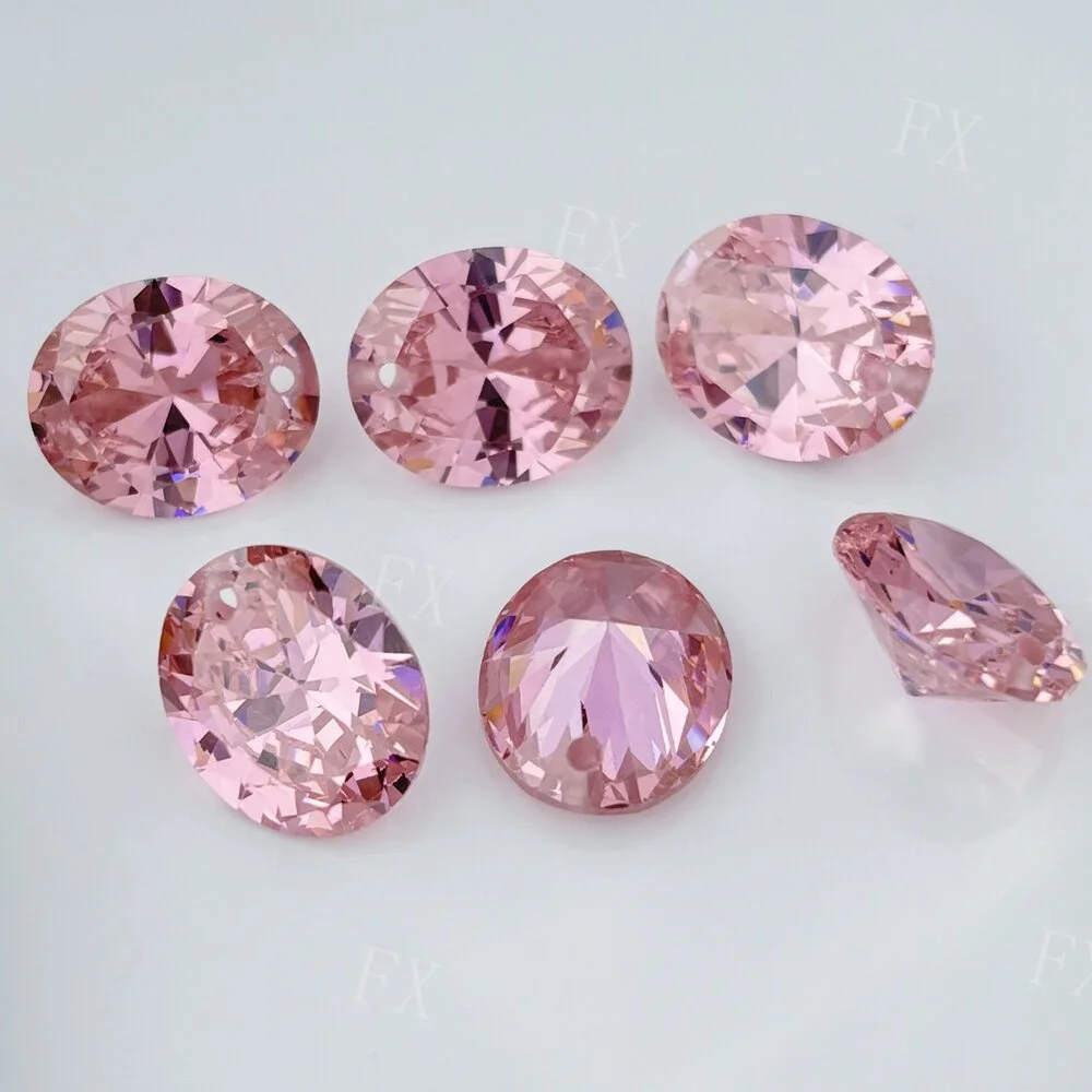 Oval Single Hole Pink 4x6~10x12mm Loose Cubic Zirconia AAAAA CZ stone Synthetic  Gemstones for Jewelry  DIY free shi