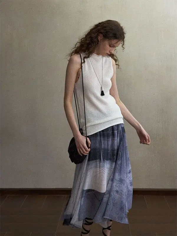 

Женский вязаный жилет с высоким воротником из смесовой шерсти, комфортный крой, новинка M60379, коллекция «Привет, Сентябрь»