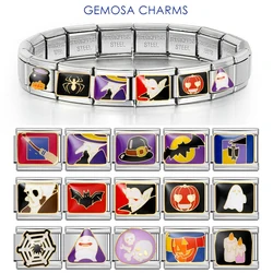 GEMOSA New Cartoon Gothic Halloween Vampires Ghost Witch Italian Link Charms Fit 9mm Stainless Steel Making DIY Bracelet Jewelry
