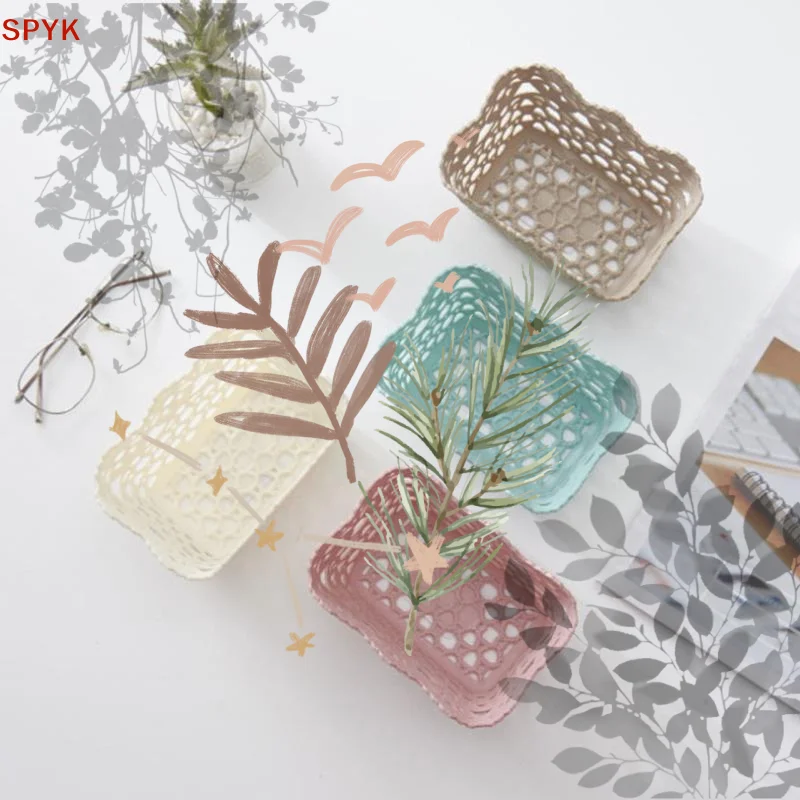 Large Size Hollow Plastic Storage Basket Rectangle Cosmetic: Fruit Organizer Tray Bedroom Kitchen Desktop