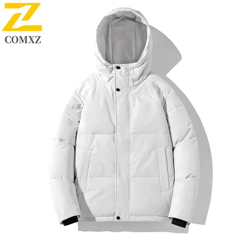 سترة COMXZ Premium للرجال كاجوال للتخييم في الهواء الطلق سترة سميكة دافئة بتصميم بلون سادة معطف شتوي خفيف الوزن