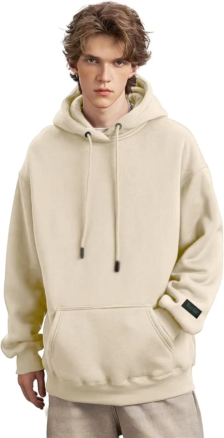 Mens Hoodie เฮฟวี่เวทขนแกะ Hoodie Sweatshirt สําหรับผู้ชายขนาดใหญ่ Pullover Hoodie พร้อมกระเป๋า Causal กีฬา