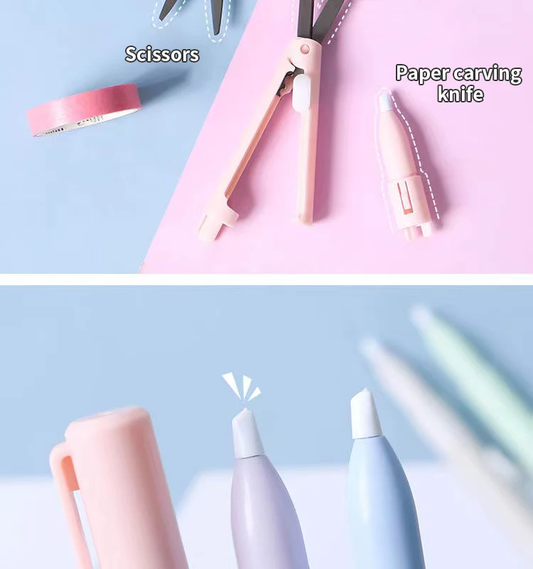 1pc Mini Tragbare Schere Papier Cutter Messer 2 In 1 Multifunktionale Tasche Stift Form Scrapbooking Carving Schneiden Kunst Werkzeuge – Detail 6