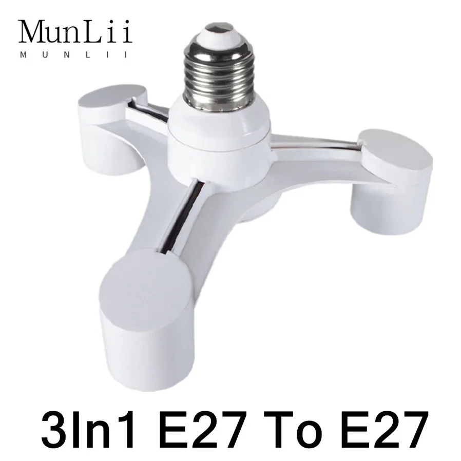 High quality 3In1 E27 To E27 Extended LED Lamp Bulbs Socket Splitter Adapter Holder for Photo Studio