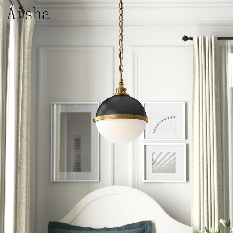 New American Retro Restaurant Pendant Light 22cm/32cm Glass Hanging Lamp LED Lamps Above The Dining Table