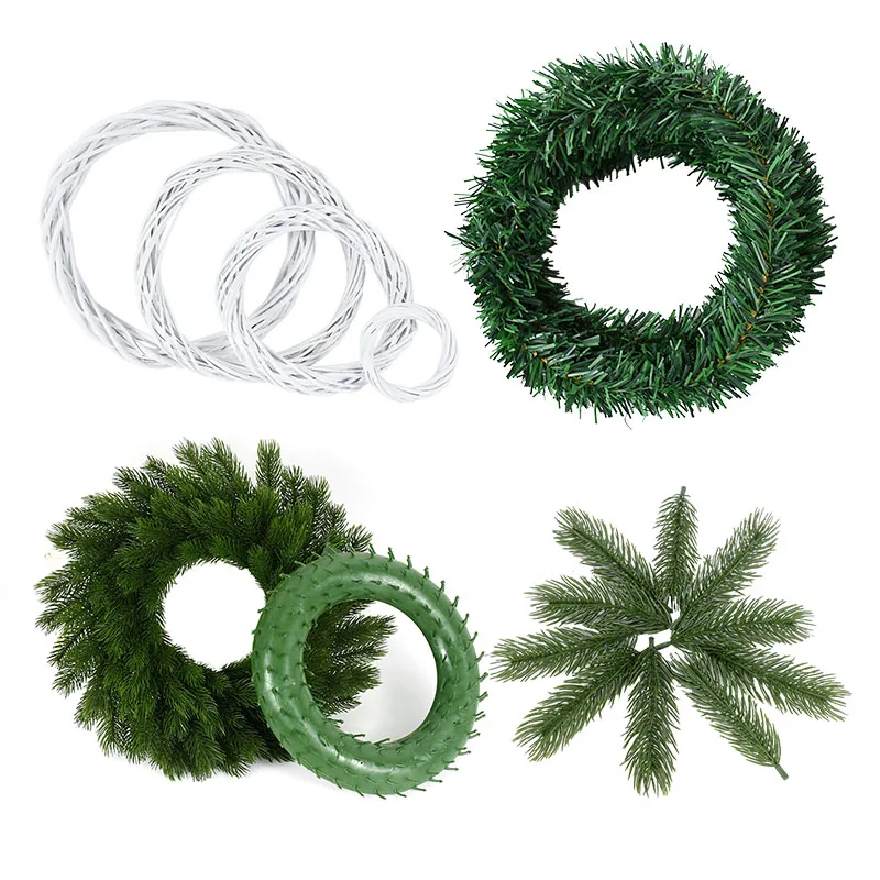 

10-30cm Christmas Rattan Ring Artificial Pine Needles Garland For Home Christmas Paert Decoration DIY Floral Wreath Accessories