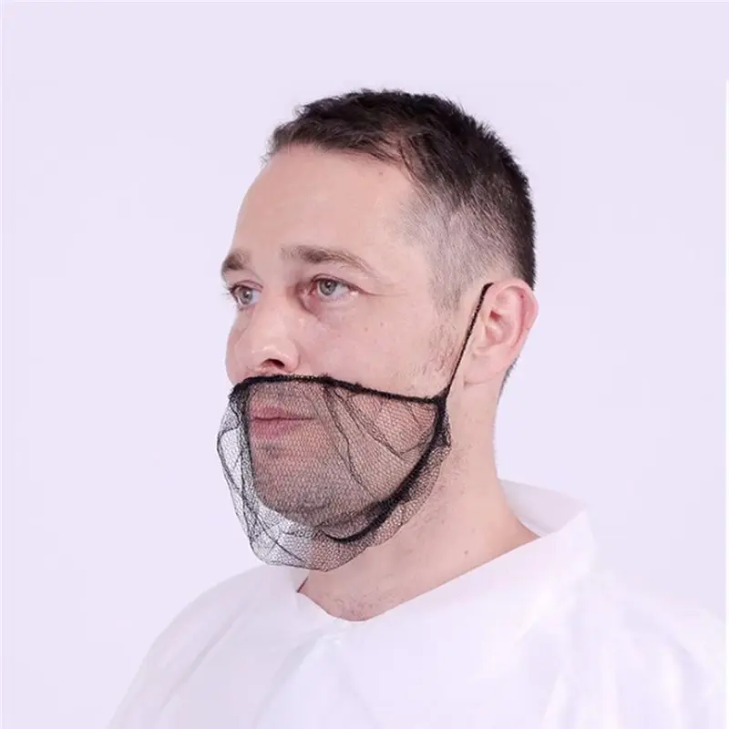 ABBK Disposable Beard Protector for Nets 150Pcs, Breathable Nylon Beard Cover for Food Service & Cleanroom