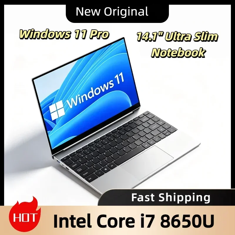 

14.1 Inch Ultra Slim Laptop 32GB RAM 2TB SSD Windows 11 Intel Core i7 8650U Gaming Computer PC Gamer Office 1920x1080 HD