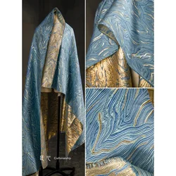 Three-dimensional texture oil painting art of gold silk shimmer jacquard fabric high-definition coat clothing designer fabric