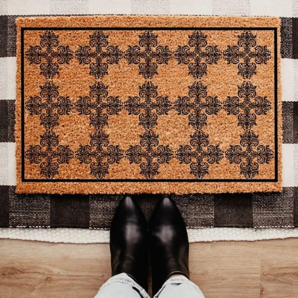 맞춤형 코이어 도어매트 테두리 프레임 프린트 논슬립 현 - Home Decor Hermes 리뷰 및 가격