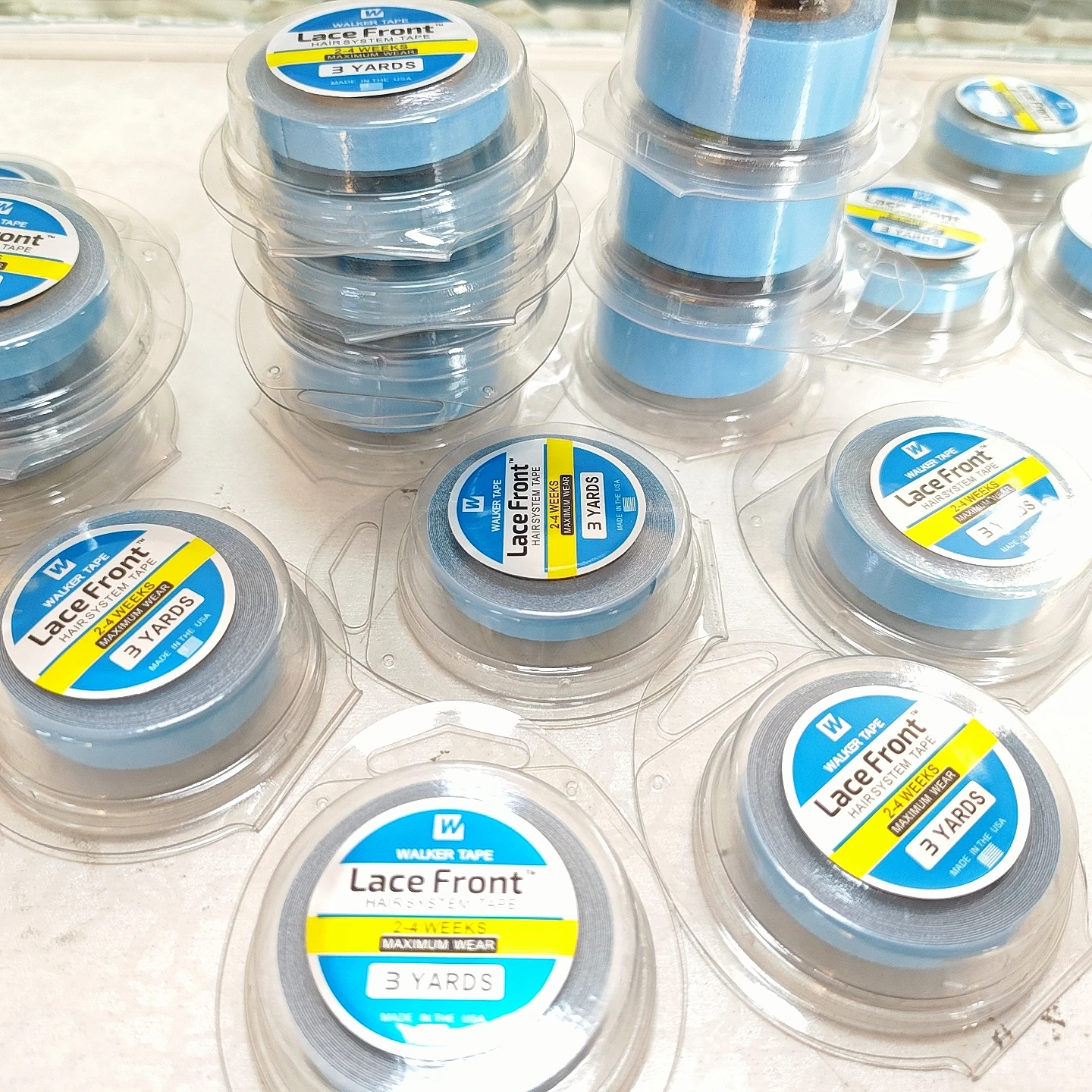 1/2/3 Rolls with Box Length 3 Yards Width 0.32/0.39/0.47/0.79 in Lace Front Wig Tape for Hair Extensions Double-Sided Adhesives