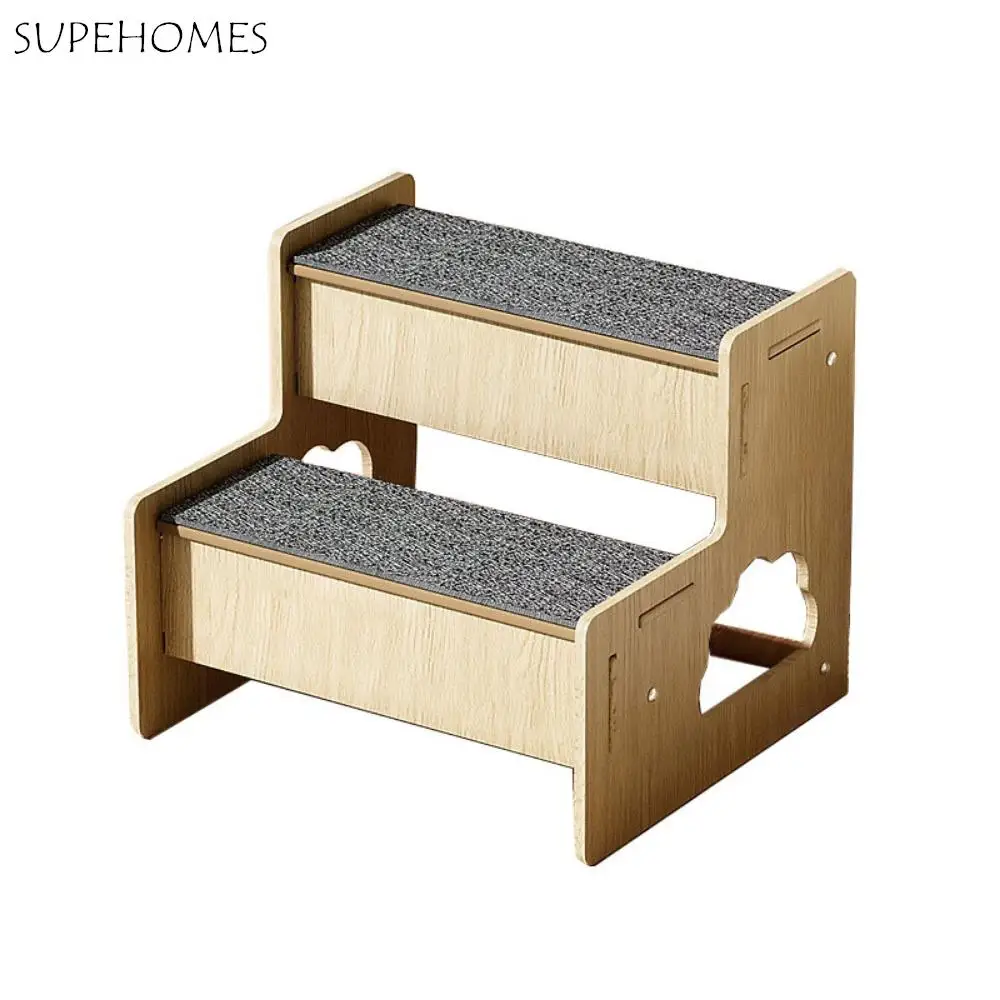 

Sturdy Non-Slip Wood Pet Stairs Removable Easy Assembly Pet Steps 2/3/4 Steps Wide Dog Climbing Ladder Small Medium Dogs