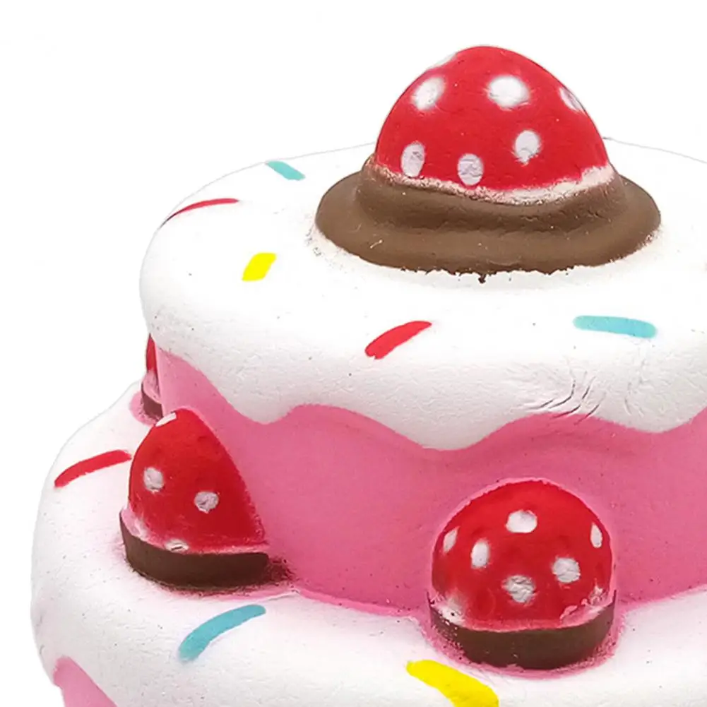 Slow Rising Fidget Toy Double-Layer Strawberry Cake Squeeze Toy Safe Stress Reliever Soft Slow Rebound Decompression Gift for Ki