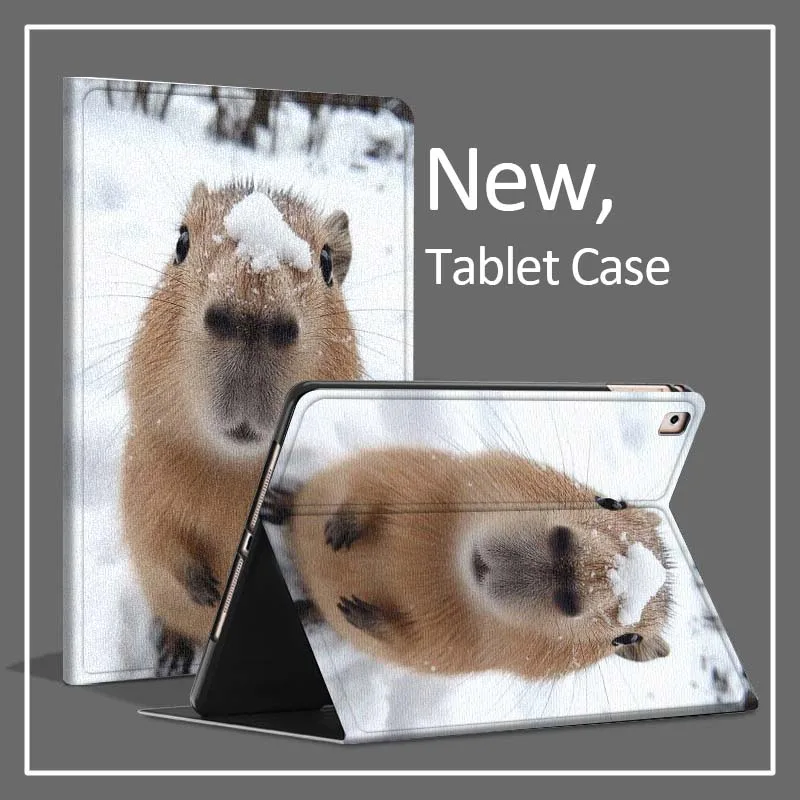 Cute Capybara Winter Art For Xiaomi Poco Redmi Pad 8 2 4 C1 6 6S 7 7S SE 9.7 14 11 11.2 Inch Pen Tray Tablet Case Fashion