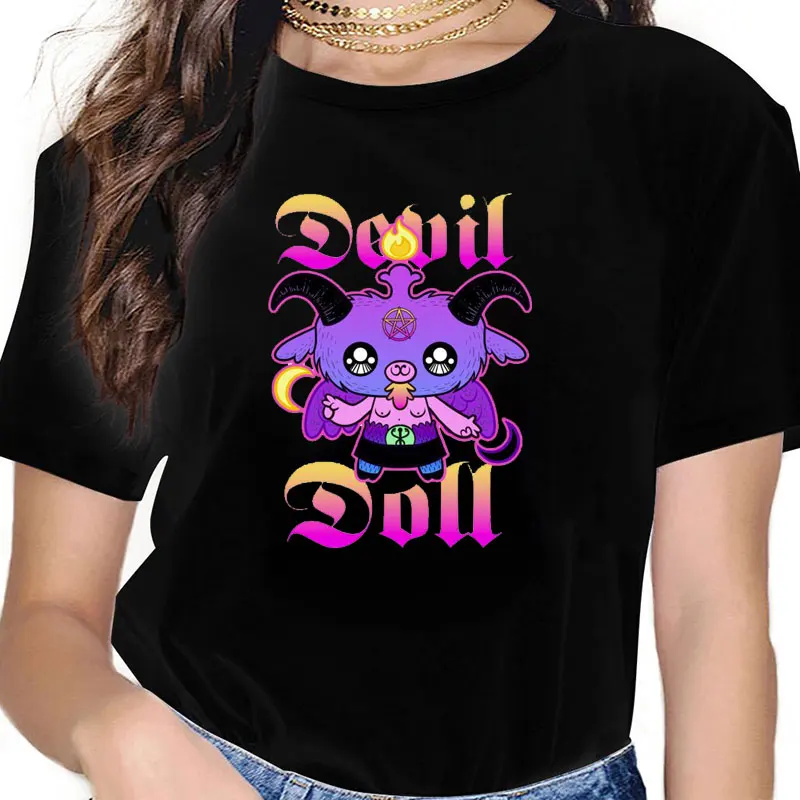 Axolotl Kawaii Baphomet Pastel Goth Cute Creepy Nu Printed T Shirt Unisex Harajuku Vintage Graphic T Shirts Christmas Gift Tops