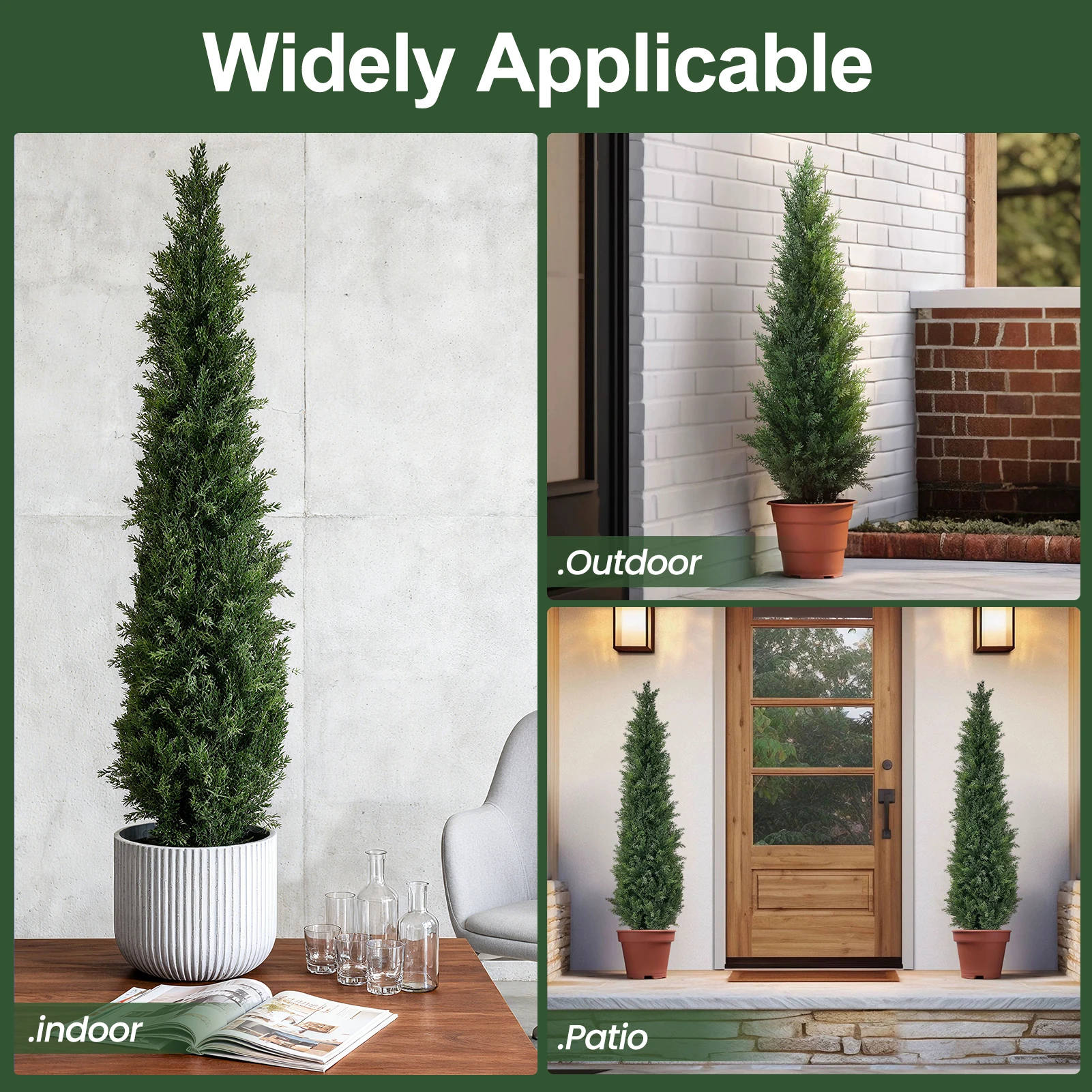 شجرة الأرز الاصطناعية، صنوبر الأرز الصناعي في الهواء الطلق، حماية من الأشعة فوق البنفسجية قطعتين نباتات دائمة وهمية لشرفة مدخل المنزل الأمامي #4