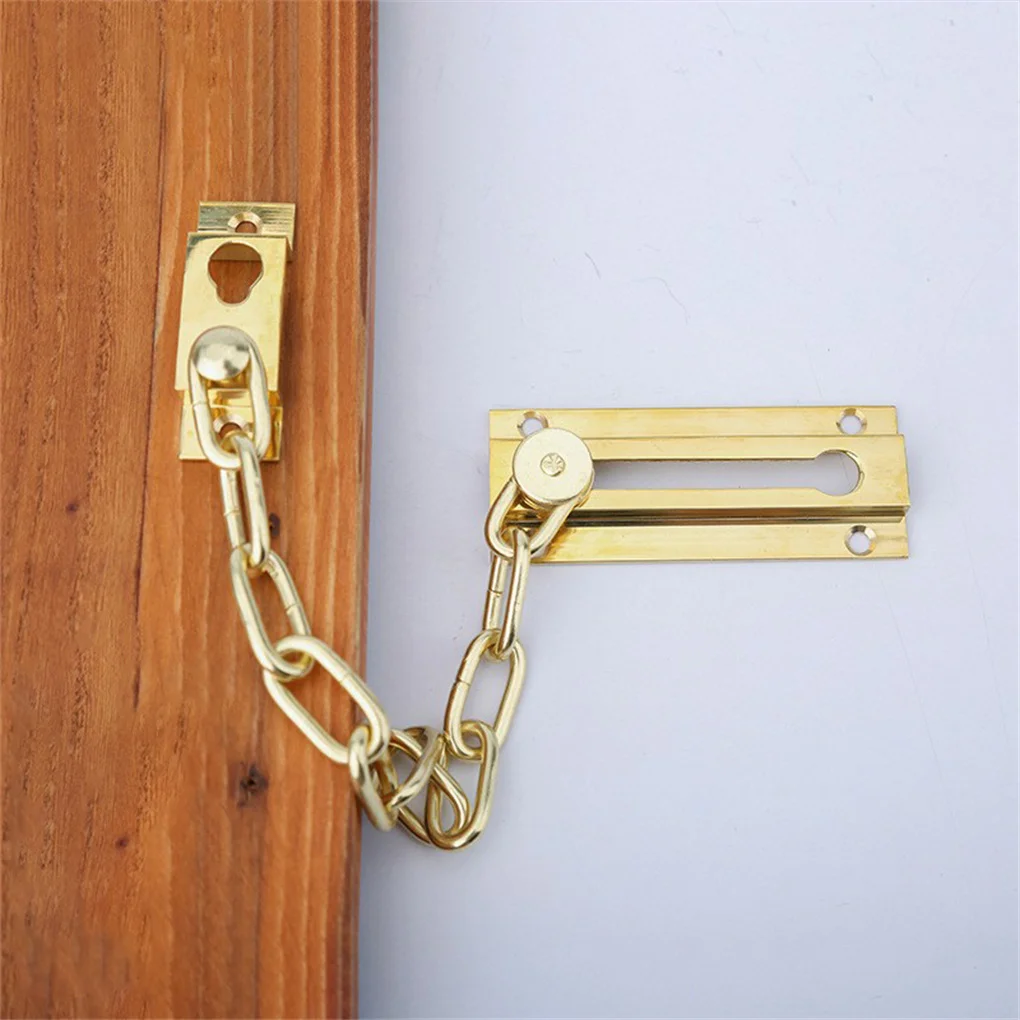 Brass Door Chain Lock Toddlers Indoor Security Sliding Deadbolt Apartment Doorknob Reinforcement Latch Bolt Hardware