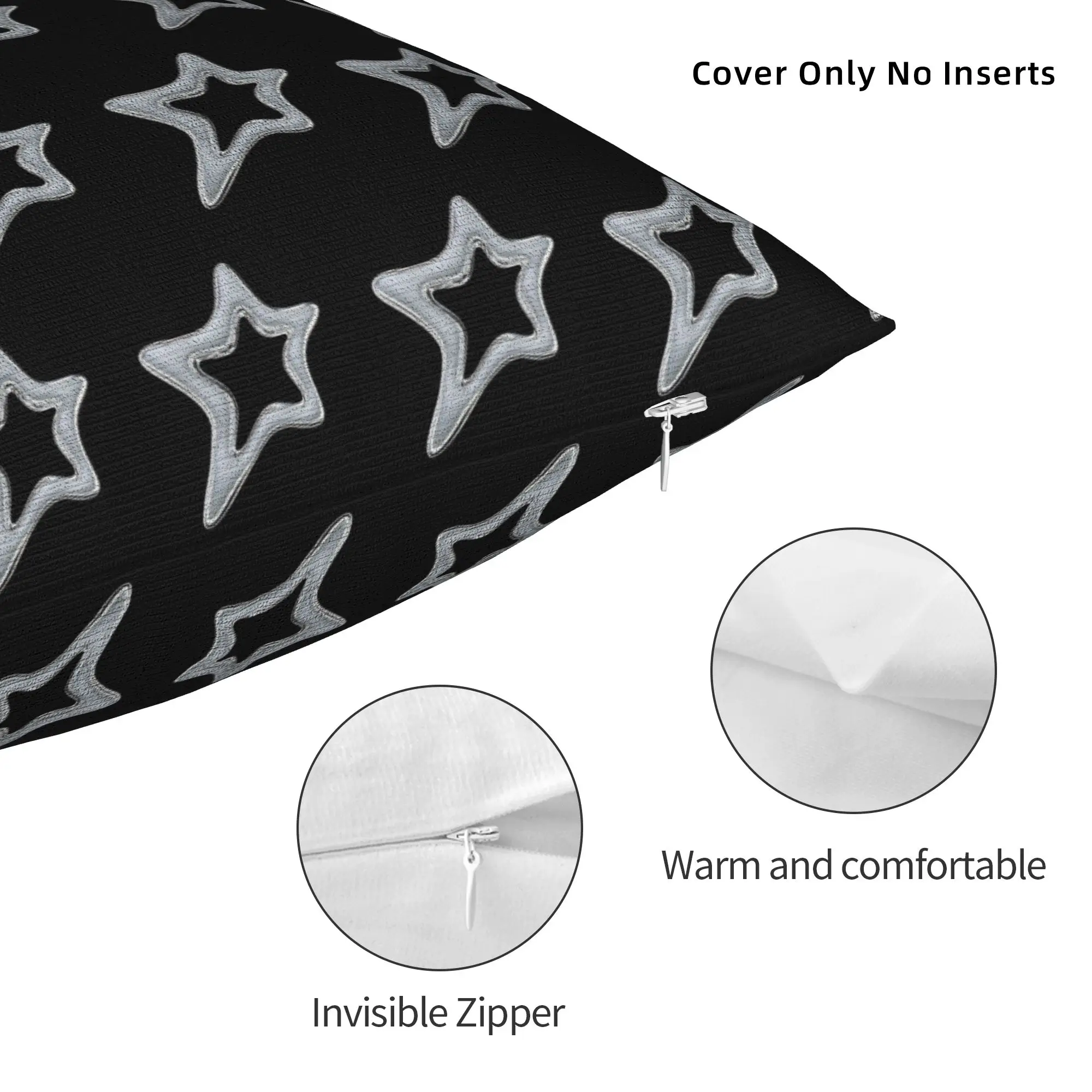 Y2k Grunge Stars 2000s Cyber Pillowcase Printing Fabric Cushion Cover Decorative Vintage Throw Pillow Case Cover Home Square