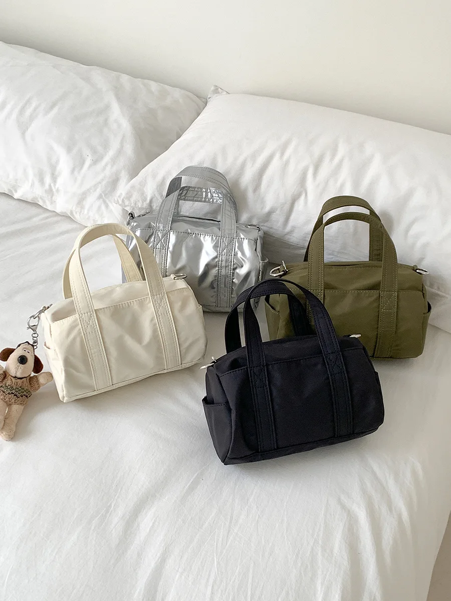 

AOA New Nylon Buet Bag Metal Silver Cute Handheld Cylindrical Crossbody Single oulder Bag Women's Faion Summer 2024