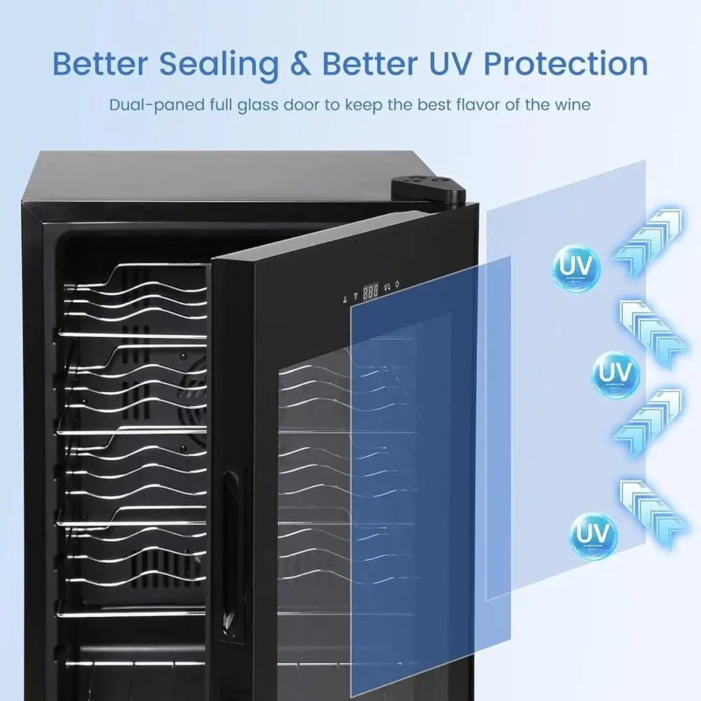 28 ボトルワインクーラーコンプレッサー冷蔵庫デジタル温度制御ロック可能なコンパクトワインセラー UV 耐性低ノイズ