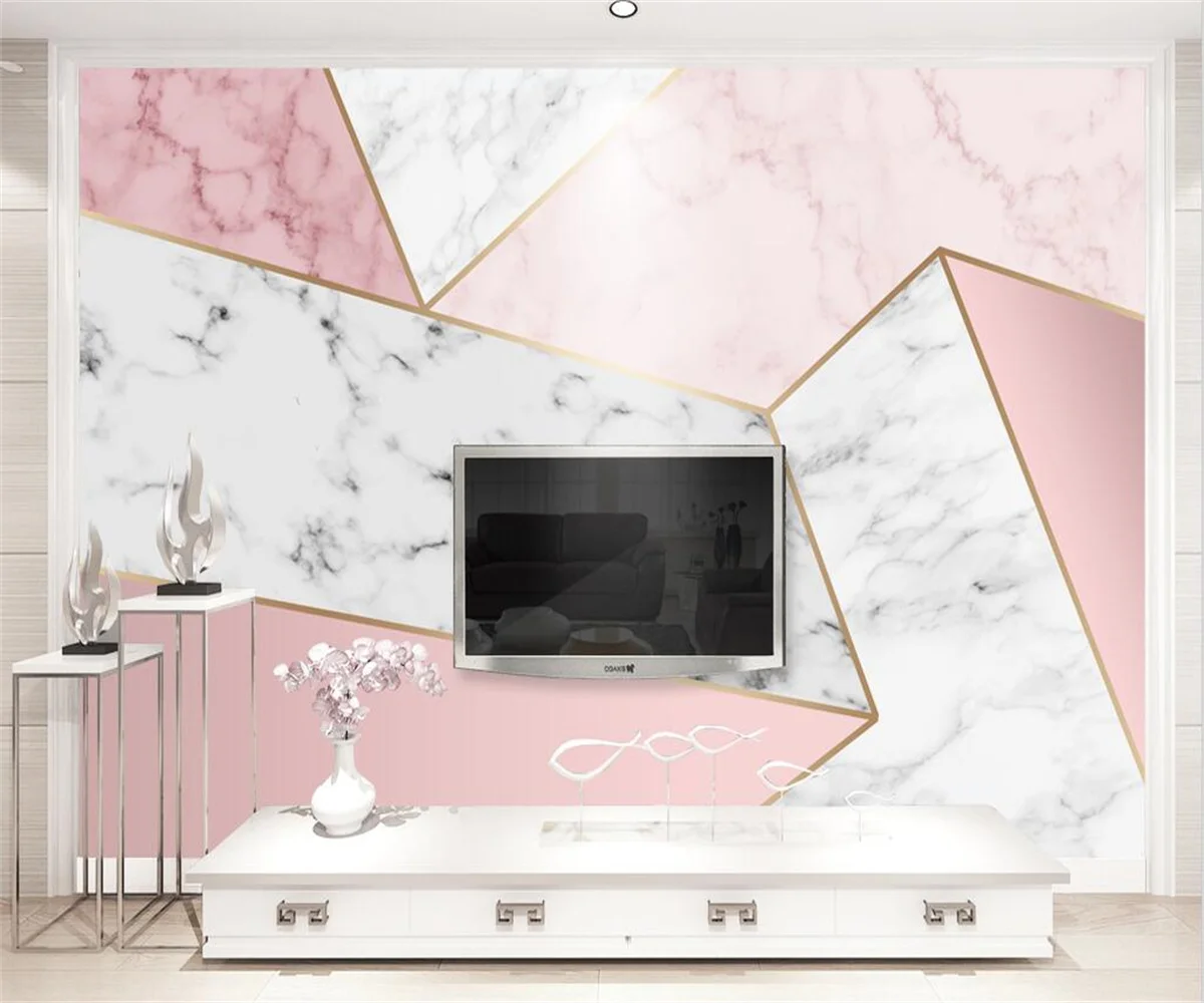 

Custom Wallpaper Murals Nordic modern minimalist abstract geometric marble TV background wall 3d Wallpaper photo papel de parede